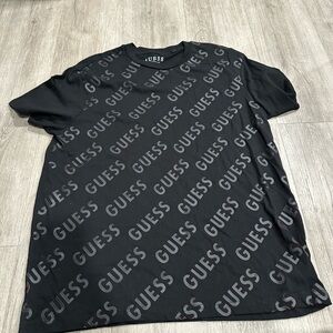 GUESS Logo Pattern Black T-Shirt